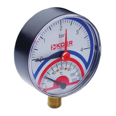 Термо-манометр радіальний (KOER KM.801R) (0-4 bar), D 80мм, 1/4''-1/2'' (KR0217)