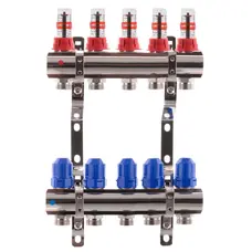 Колекторний блок з витратомірами Koer KR.1110-05 1"x5 ways (KR2642) Колекторний блок з витратомірами Koer KR.1110-05 1"x5 ways (KR2642)