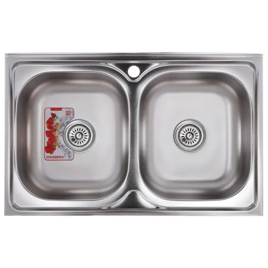 Мийка кухонна ZERIX Z8050D-08-180E DOUBLE (satin) (ZM0569)