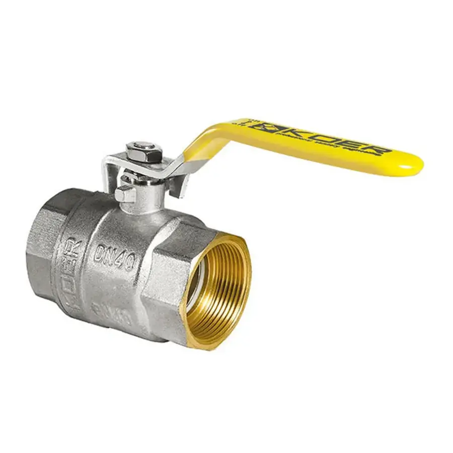 Кран кульовий KOER KR.214.G - 1 1/4" FF ГГВ YELLOW, ручка "важіль" жовта (KR0115)