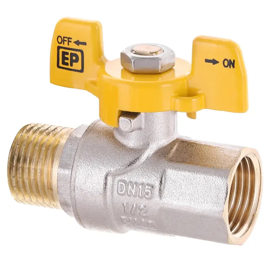 Кран кульовий Europroduct EP.111 - 1/2" FM ГШМ YELLOW, ручка "метелик" жовта (EP2932)