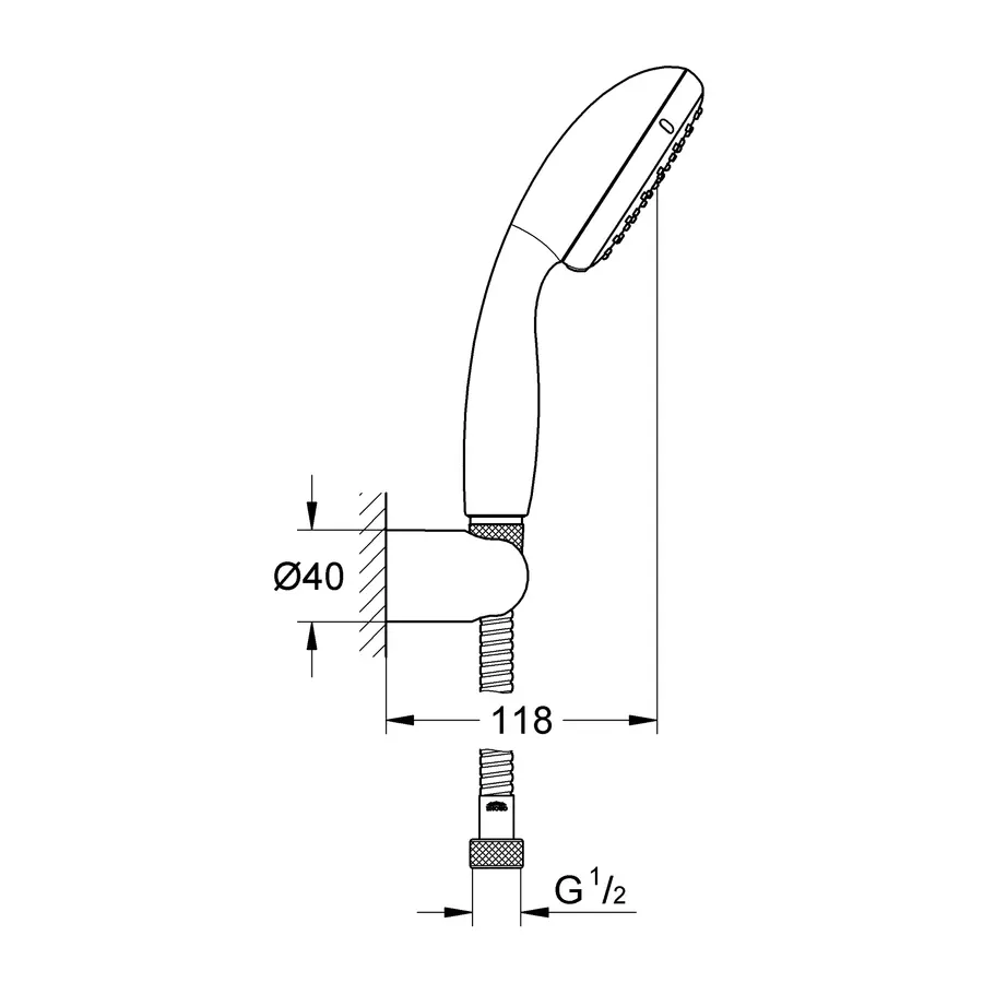 Душовий набір з тримачем, 2 режими струменя Grohe New Tempesta Classic (26164001)