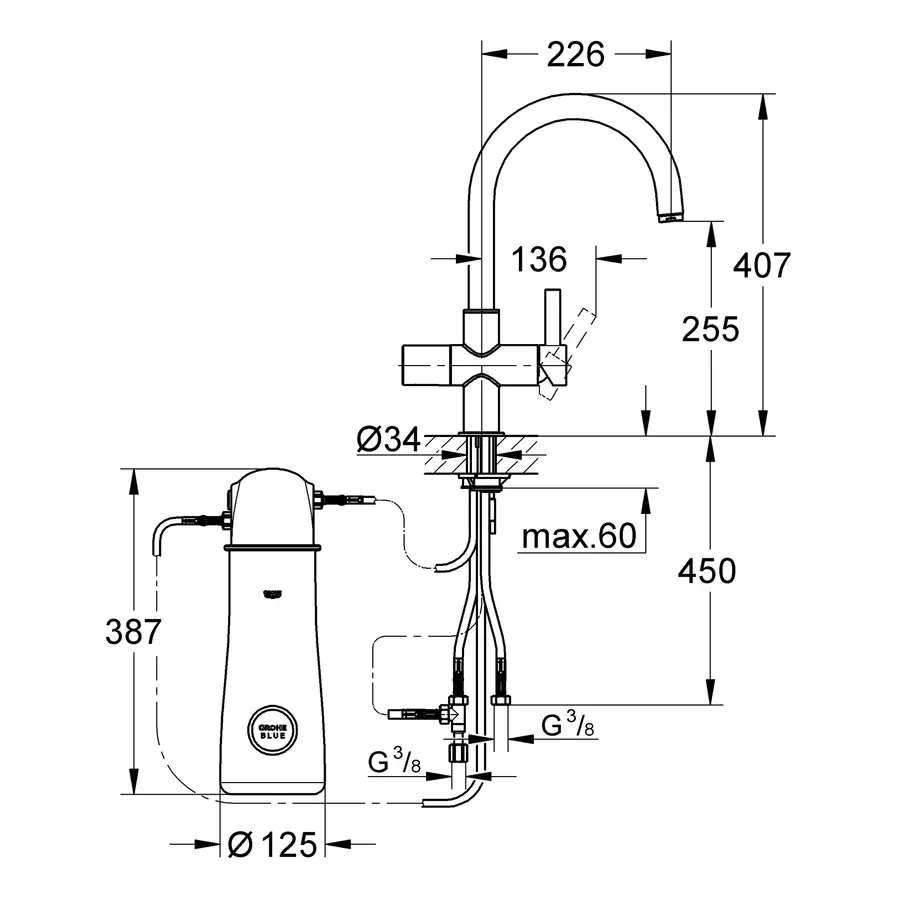 Змішувач для кухні з підключенням до фільтру Grohe Blue Pure (33251000)
