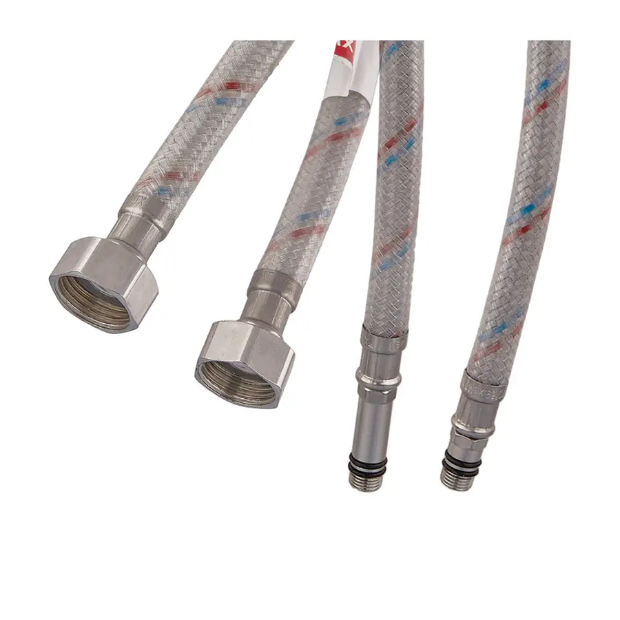 Гнучкі шланги для змішувача гайка 1/2'' - Штуцер M10 (80 см) 2 шт (силик. оболонка) Zerix (ZX3031)