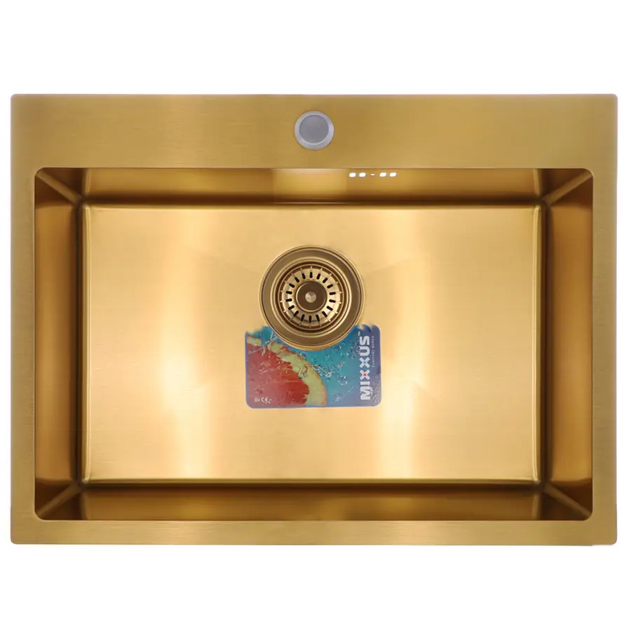 Набір Mixxus SET-6045-200x1.0-PVD-Gold (мийка + змішувач + диспенсер) (MX0589)