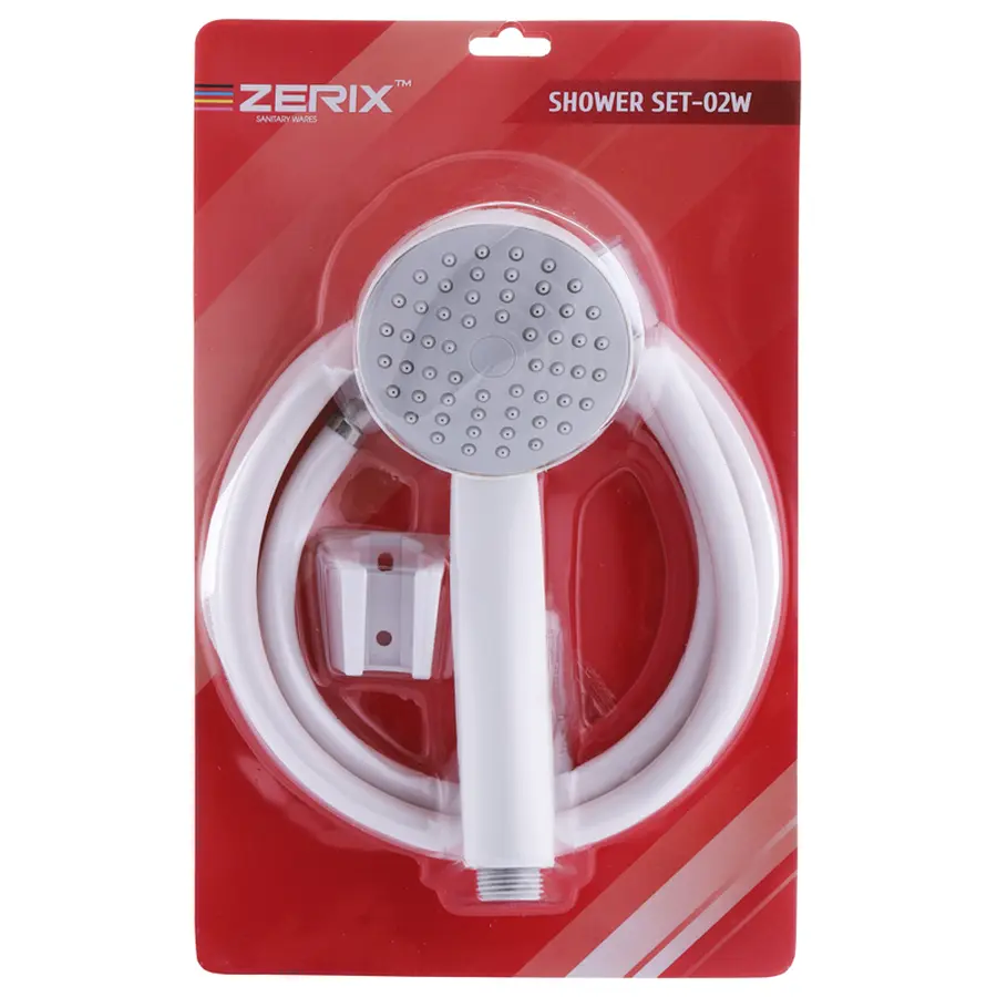 Душовий набір (шланг, лійка, кронштейн) білий Zerix SHOWER SET-02W (ZX3096)