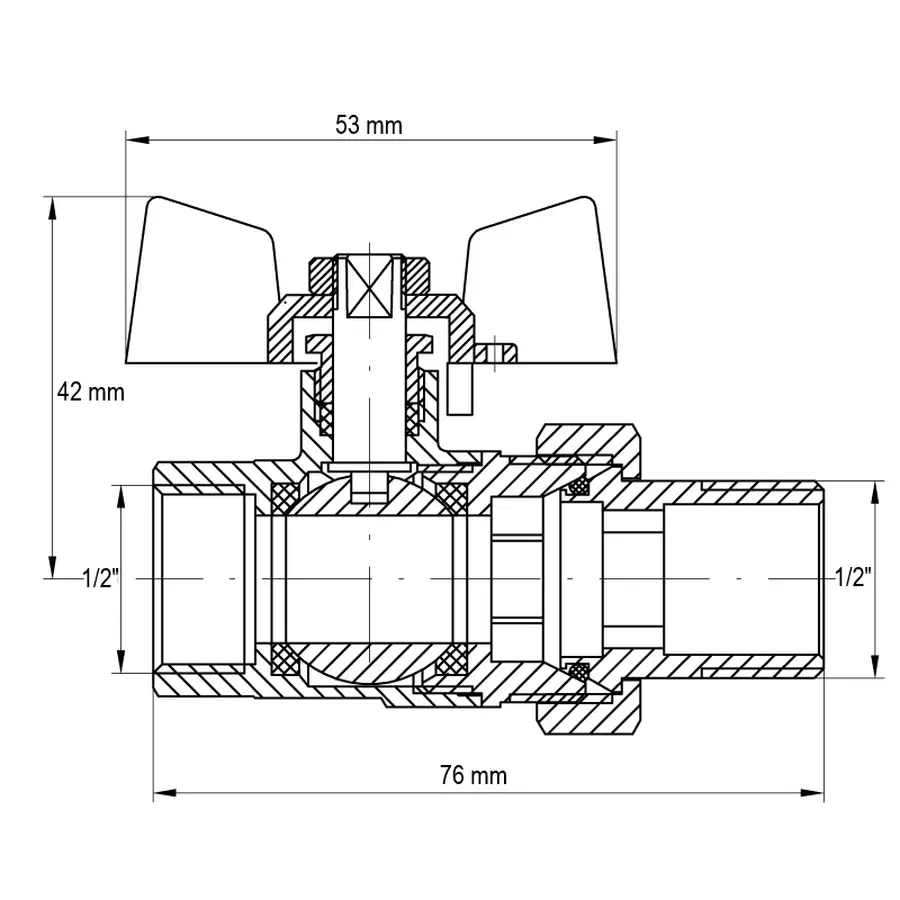 Кран з американкою 1/2" (Koer KR.227.W) білий (KR0015)