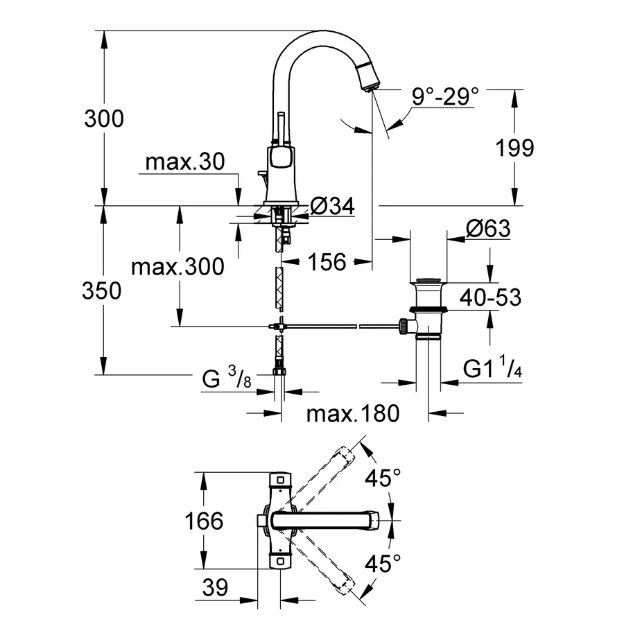 Змішувач для раковини L-розміру Grohe Grandera (21107000)
