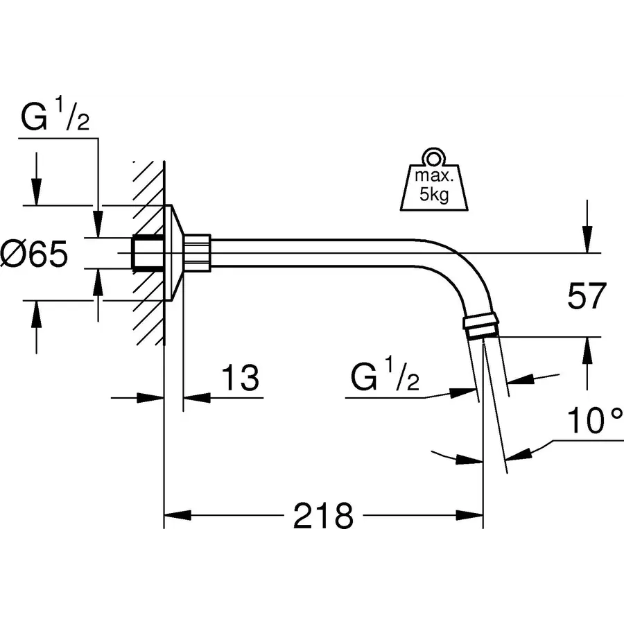 Душовий кронштейн Grohe Relexa 218 мм (27406000)