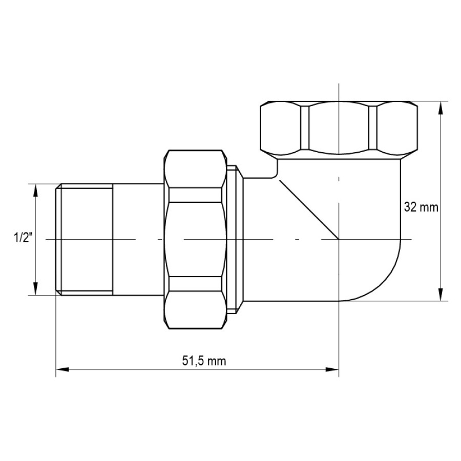 Згін американка 1/2 "кутовий Koer KR.342 (KR0019)