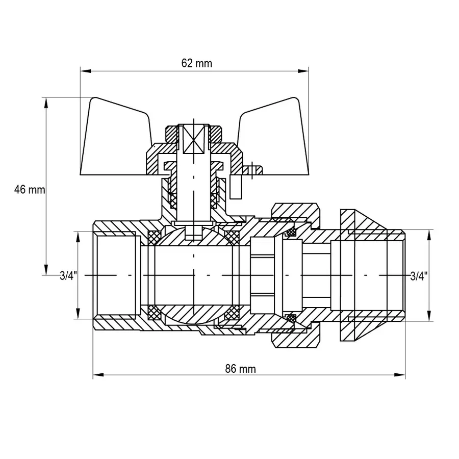 Кран з американкою 3/4" "антіпротечка"(Koer KR.227.W-Gi) білий (KR0192)