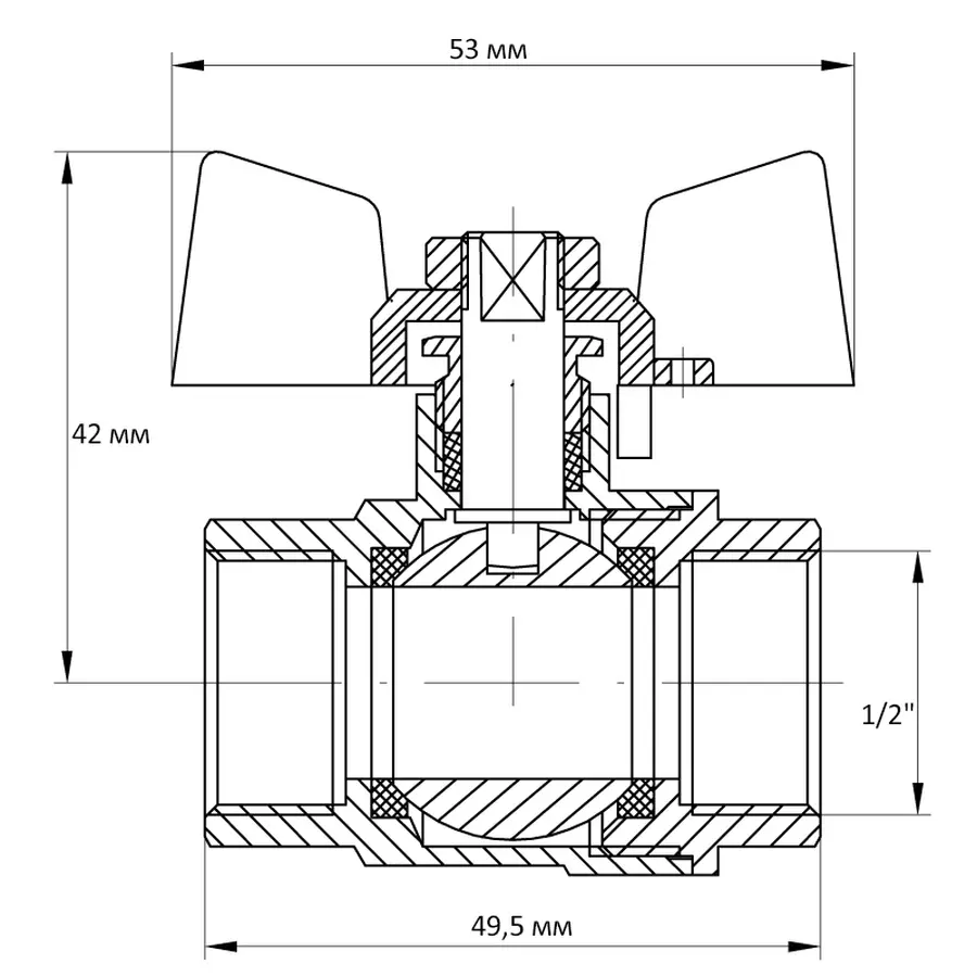Кран кульовий Koer 1/2" ГГМ (KR.217.B) синій (KR2719)
