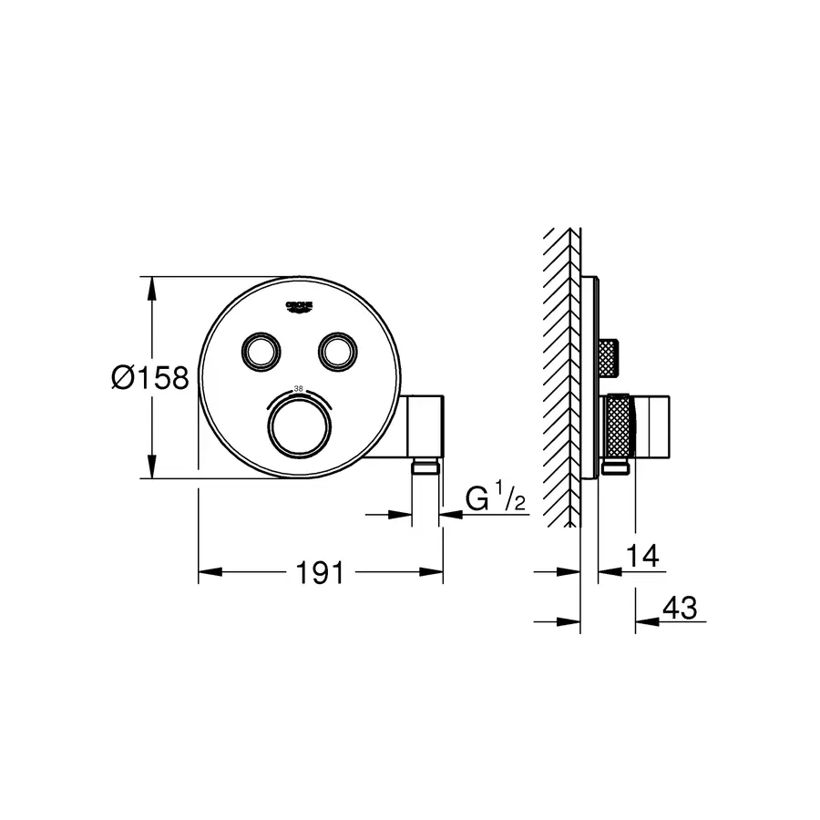 Термостат прихованого монтажу на 2 споживача Grohe Grohtherm SmartControl (29120000)