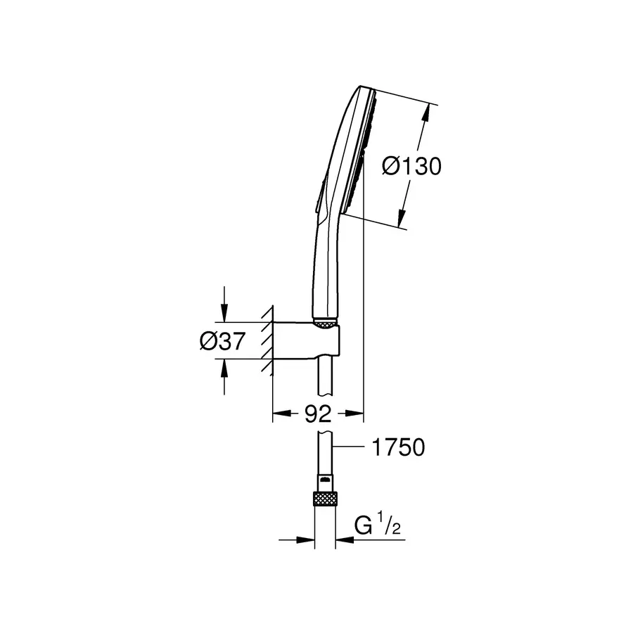 Душовий набір з тримачем, 3 режими струменя Grohe Rainshower SmartActive (26581000)