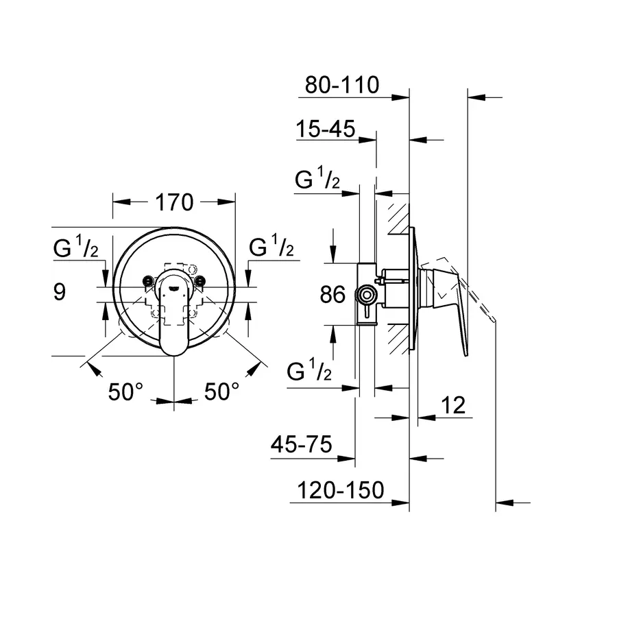 Змішувач прихованого монтажу для 1 споживача Grohe Eurosmart Cosmopolitan (32880000)