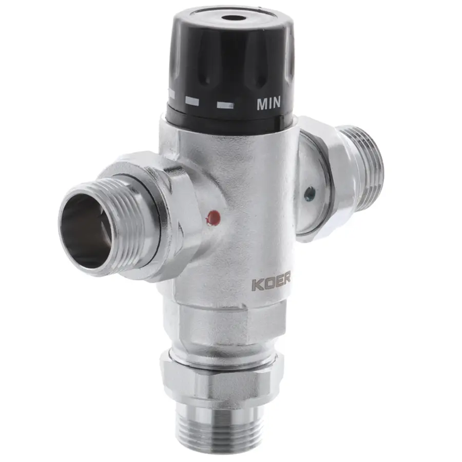 Клапан змішувач термостатичний триходовий 1'' (з накидн. гайками) Koer KR.1258 (KR2817)