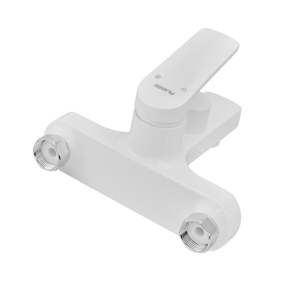 Змішувач для ванни Plamix Lucas-009 EURO SET White з шлангом, лійкою та кронштейном (PM0708)