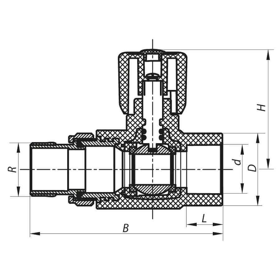 Кран радіаторний 25x3/4 прямий PPR Koer K0160.PRO (KP0205)