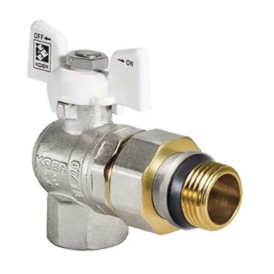 Кран з американкою 1/2" "антіпротечка"(Koer KR.228.W-Gi) кутовий білий (KR0195)