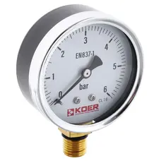 Манометр радіальний KOER KM.610R D 63мм (0-6 bar) 1/4''-1/2'' (KR2903)