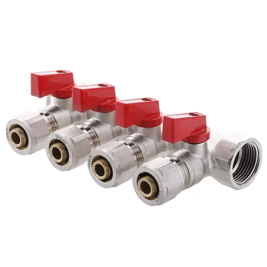 Колектор з кульовими кранами та фітингом Koer KR.1125-4 - 3/4”x4 Ways (KR2837)