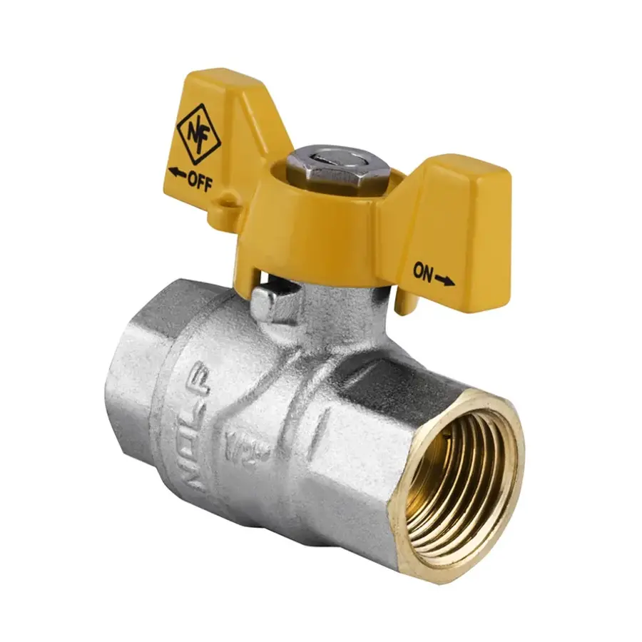 Кран кульовий Nolf NF.712 - 1/2" FF ГГМ YELLOW, ручка "метелик" жовта (NF2945)