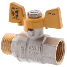 Кран кульовий KOER KR.218.G - 1/2" FM ГШМ YELLOW, ручка "метелик" жовта (KR0036)