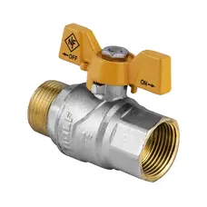 Кран кульовий Nolf NF.722 - 1" FM ГШМ YELLOW, ручка "метелик" жовта (NF2953)