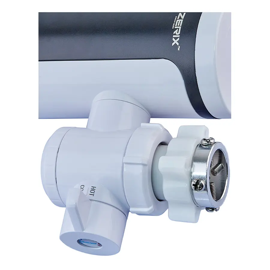 Водонагрівач 3,3 kW проточний, з індикатором температури, з кріпленням на вилив змішувача ZERIX ELW77-E (ZX4774)