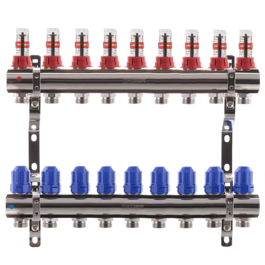 Колекторний блок з витратомірами Koer KR.1110-09 1”x9 ways (KR2646)