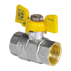 Кран кульовий KOER KR.217.G - 1/2" FF ГГМ YELLOW, ручка "метелик" жовта (KR0032)