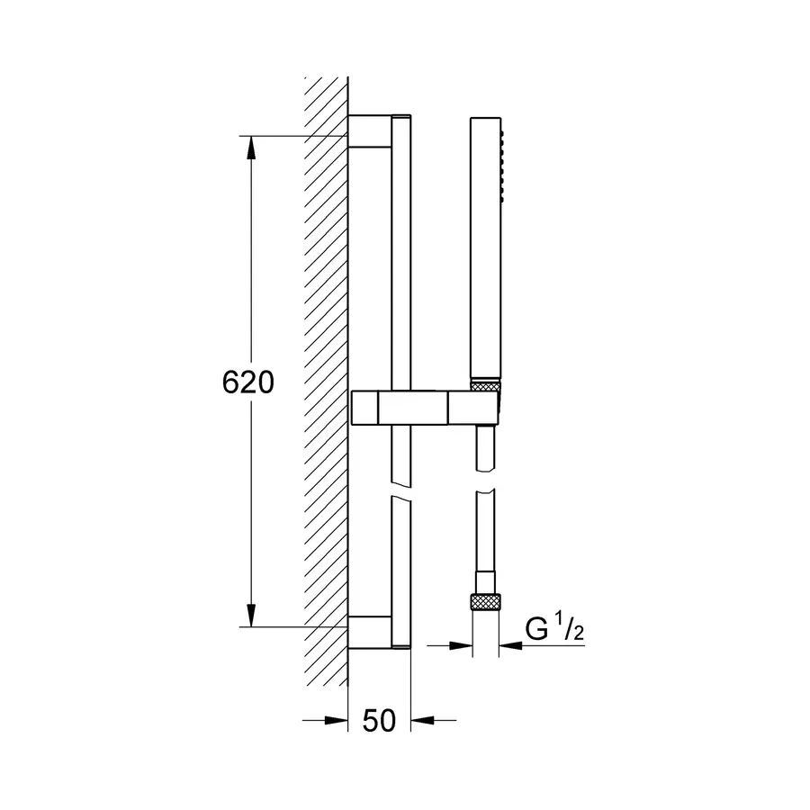 Душовий гарнітур зі штангою, 1 режим струменю Grohe Euphoria Cube (27936000)