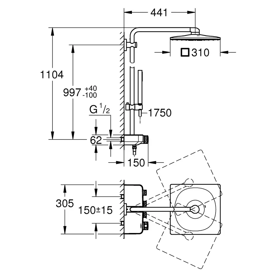 Душова система з термостатом для душа Grohe Euphoria SmartControl System (26508000)