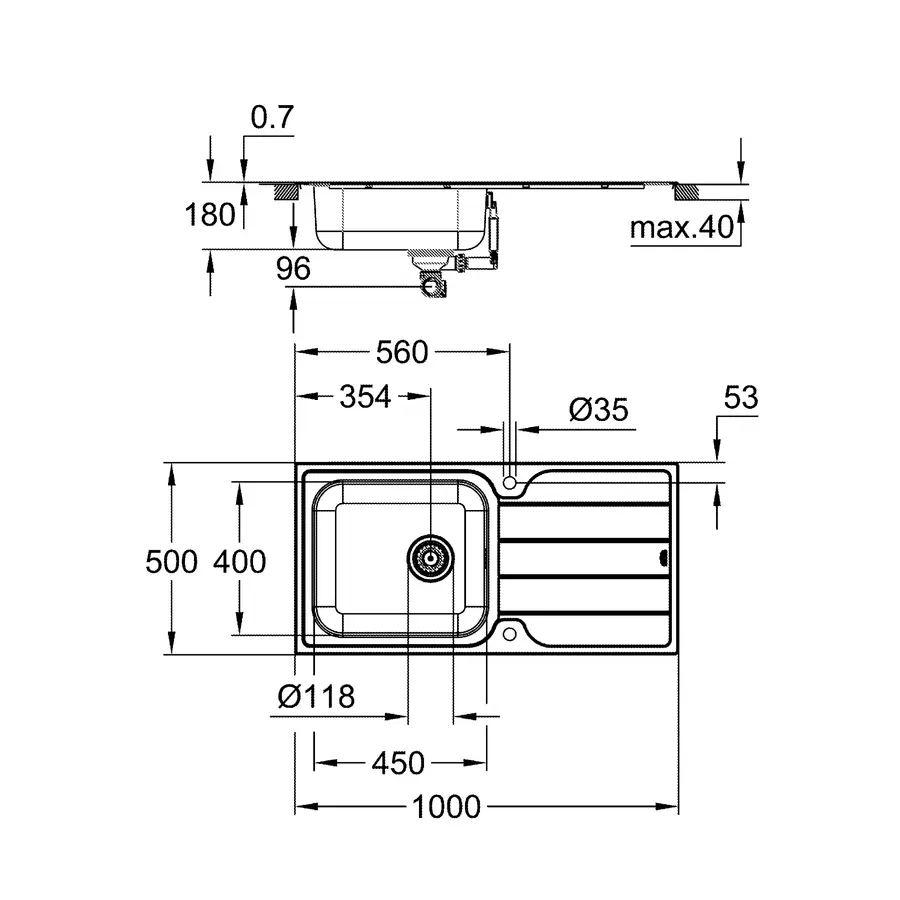 Мийка для кухні із нержавіючої сталі Grohe K500 (31563SD1)