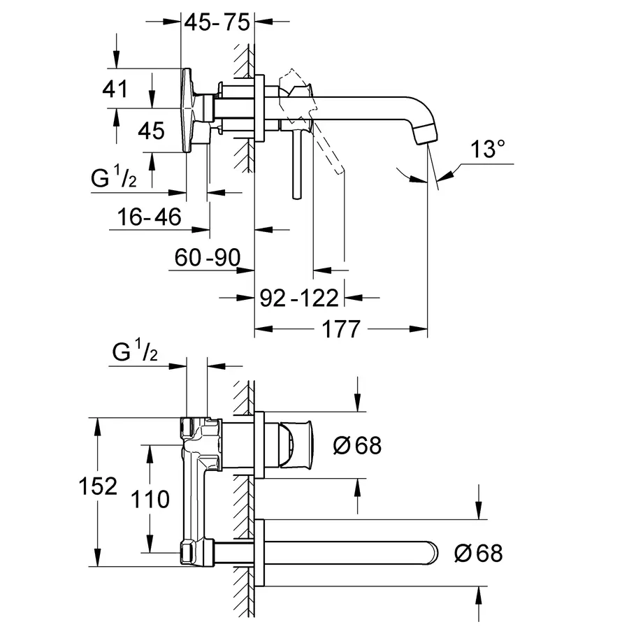 Змішувач для раковини прихованого монтажу Grohe BauClassic (20292000)