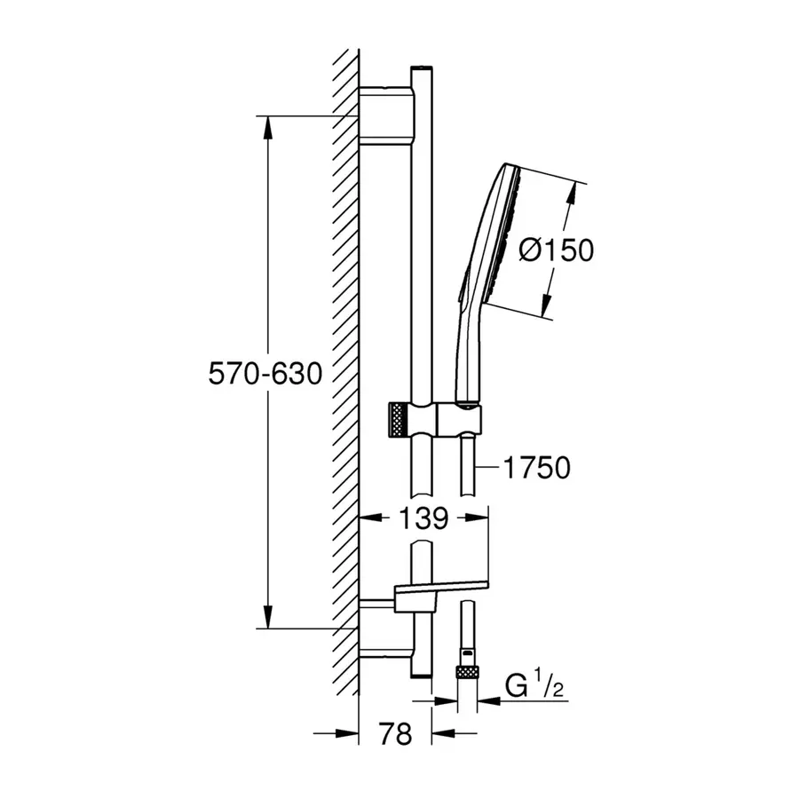 Душовий гарнітур зі штангою, 3 режими струменю Grohe Rainshower SmartActive (26591000)