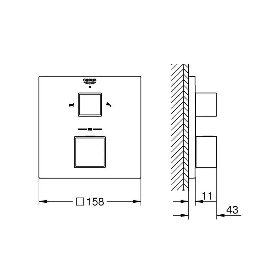 Термостат прихованого монтажу на 2 споживача Grohe Grohtherm Cube (24155000)