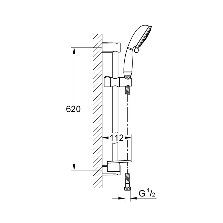 Душовий гарнітур зі штангою, 4 режими струменю Grohe New Tempesta Rustic (26086001)