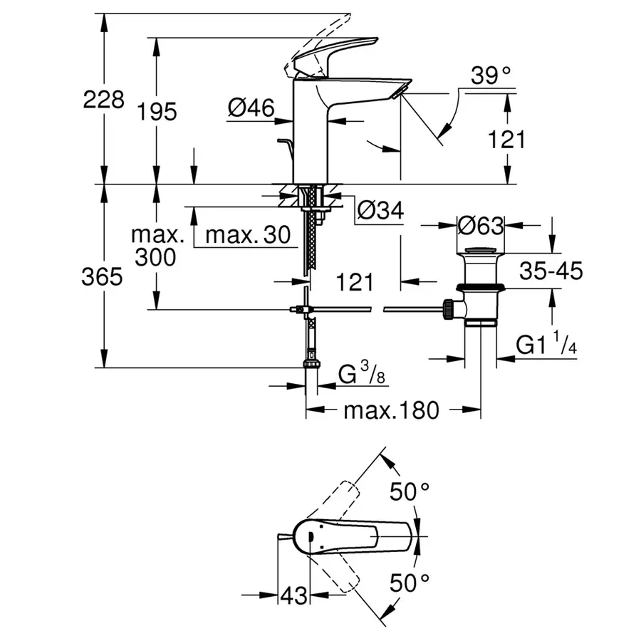 Змішувач для раковини M-розміру Grohe Eurosmart New (23322003)