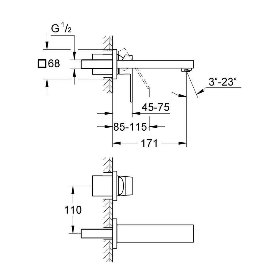 Змішувач для раковини прихованого монтажу Grohe Eurocube (19895000)