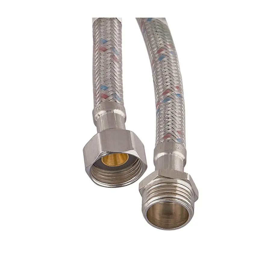 Гнучкий шланг для підключення води гайка 1/2'' - Штуцер 1/2'' (100 см) (силик. оболонка) Zerix (ZX3