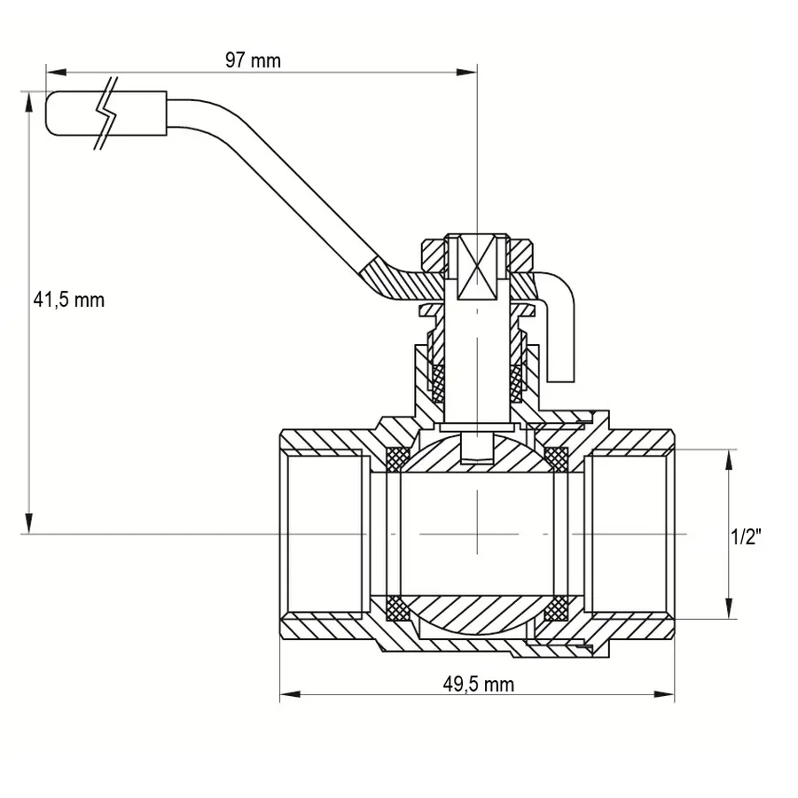 Кран кульовий KOER KR.214.G - 1/2" FF ГГВ YELLOW, ручка "важіль" жовта (KR0123)