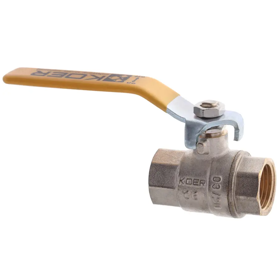 Кран кульовий KOER KR.214.G - 1/2" FF ГГВ YELLOW, ручка "важіль" жовта (KR0123)