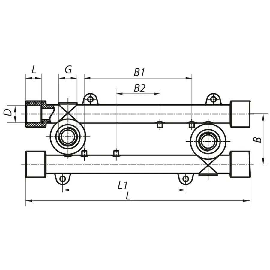 Планка монтажна прохідна 20x1 / 2F Koer K0128.PRO (KP0154)