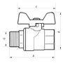 Кран кульовий Nolf NF.722 - 1/2" FM ГШМ YELLOW, ручка "метелик" жовта (NF2951)