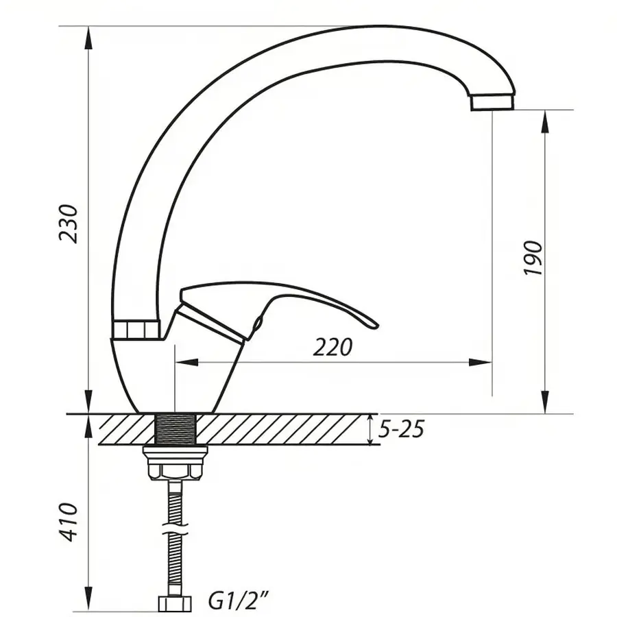 Змішувач для кухні Zerix YUB 181 (ZX0415)