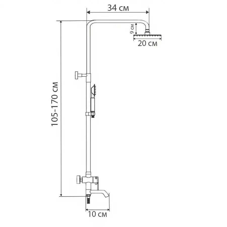 Душова колона зі змішувачем і подовжувачем Haiba Hansberg 009-J (HB0923)