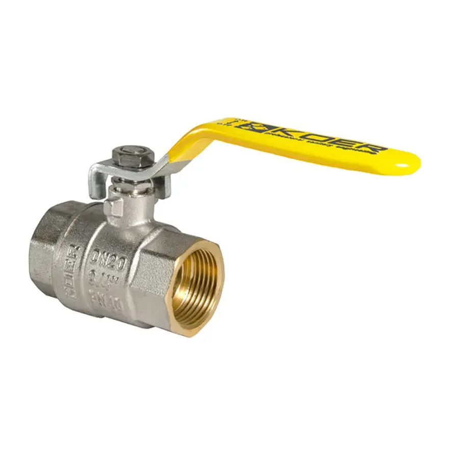 Кран кульовий KOER KR.214.G - 3/4" FF ГГВ YELLOW, ручка "важіль" жовта (KR0113)