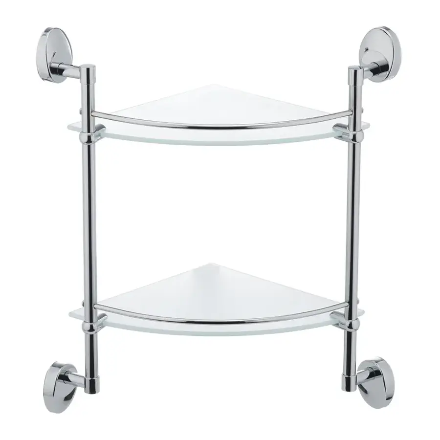 Скляна полиця кутова 2-ярусна Zerix LR3307-2 (LL1436)