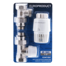 Комплект для підключення радіатора Europroduct EP.1301 - 1/2'' (Прямий з термоголовкою) (EP6017)